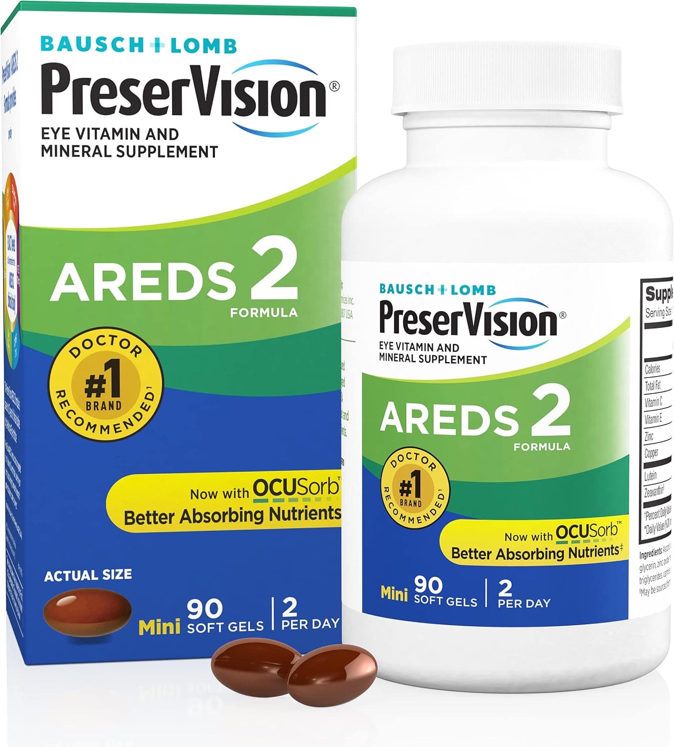 PreserVision AREDS 2 Eye Vitamins — Lutein & Zeaxanthin with Vitamin C, E, Zinc, Copper, 90 Softgels
